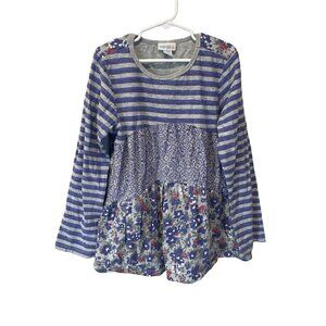 Naartjie Kids Girls Vintage Purple Long Sleeve Shirt 10 XXXXL  Floral Stripes